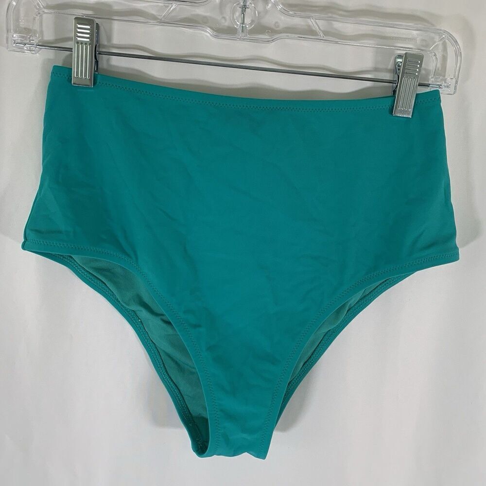 Aerie Swim Bottom Women's Small Solid Green Pull On Stretchy High Waist